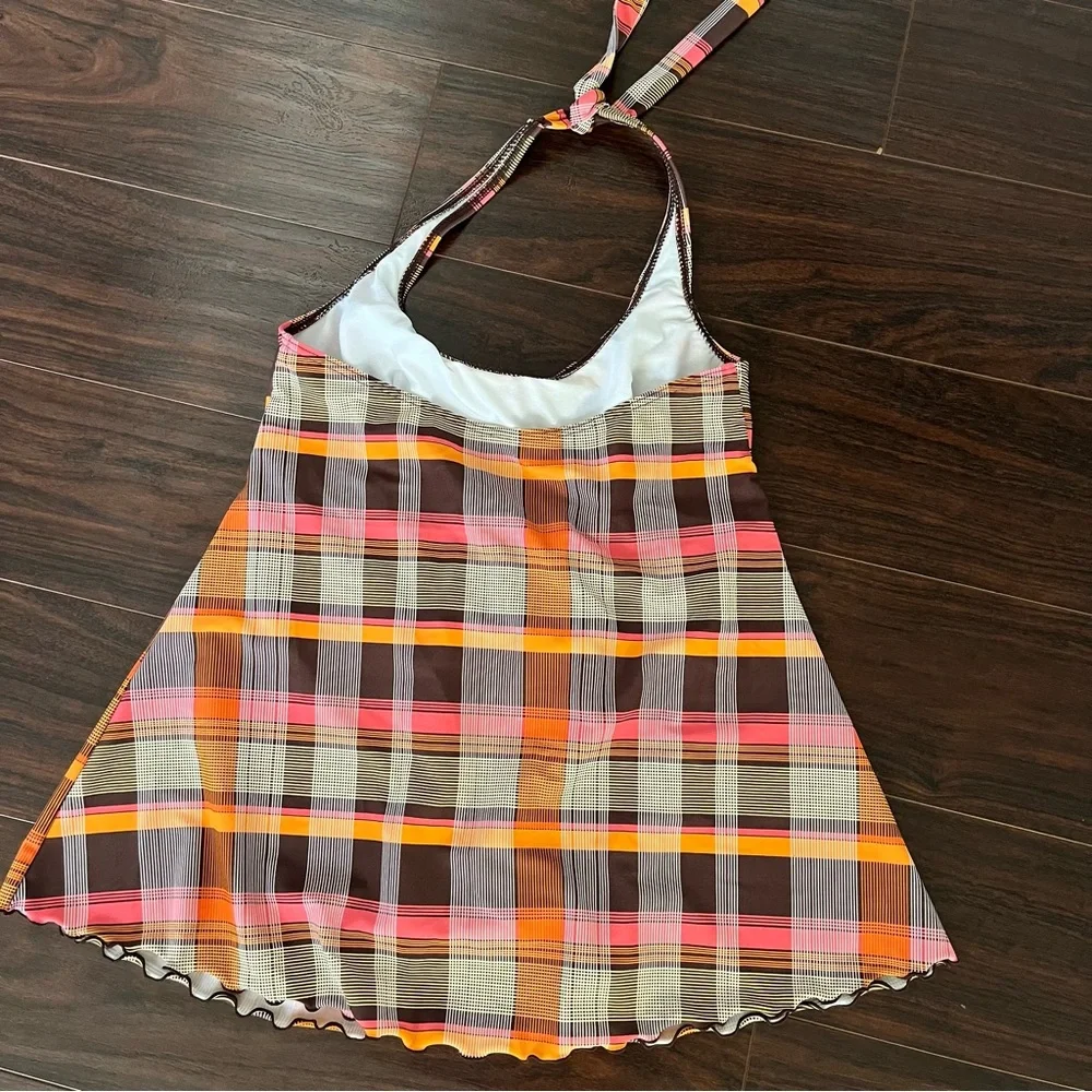 Y2K Plaid Babydoll Halter Top - Picture 4 of 5